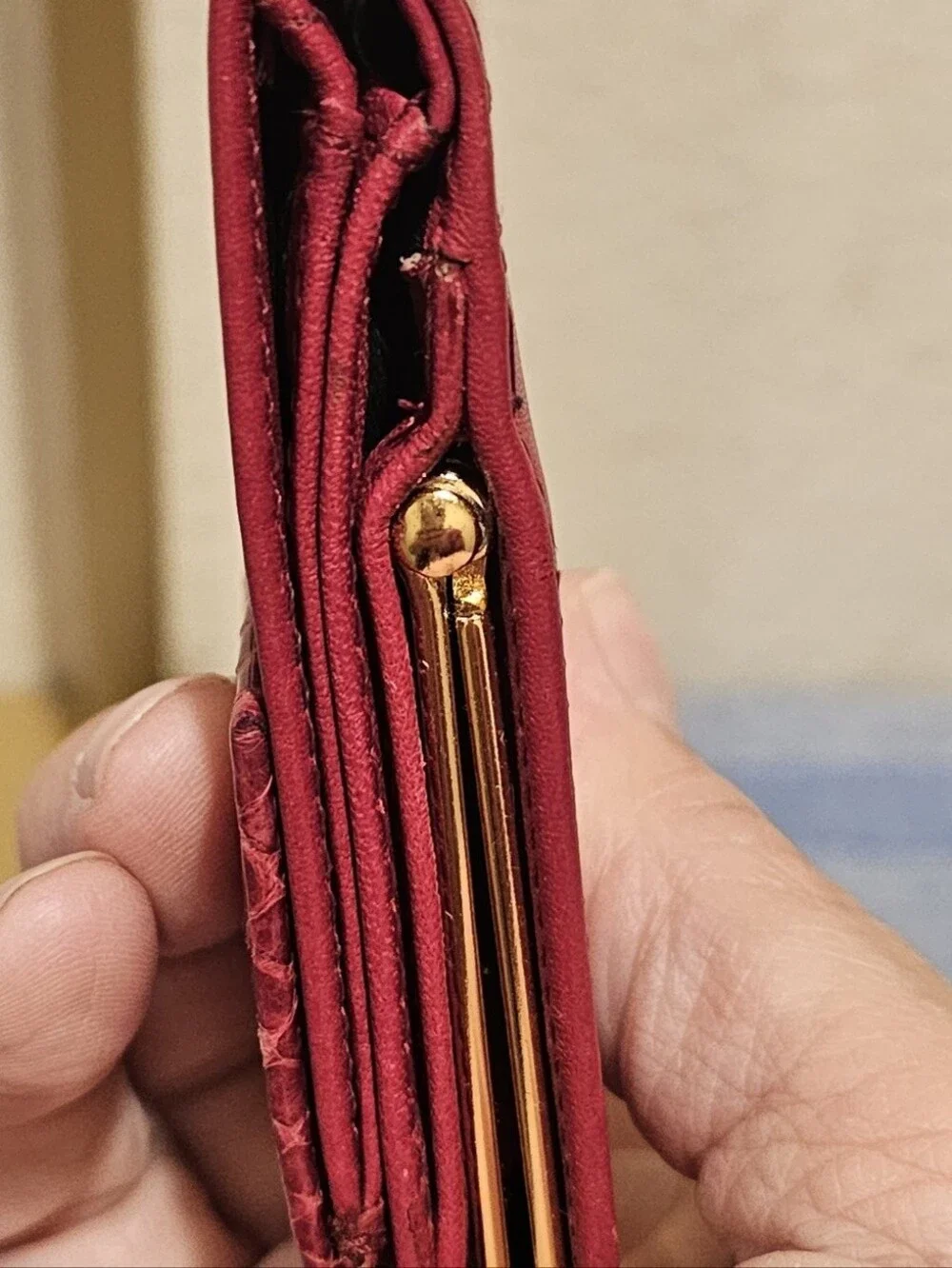 Christian Dior Red Snakeskin Flap W/Kiss Lock Wallet Vintage